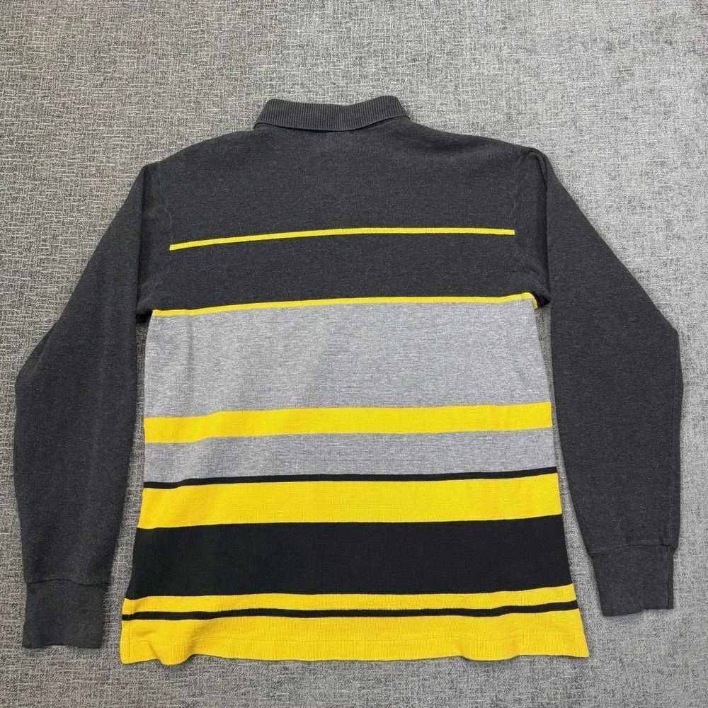 Vintage Polo‎ Sport Ralph Lauren Shirt Mens Large Gray Yellow Long Sleeve Stripe